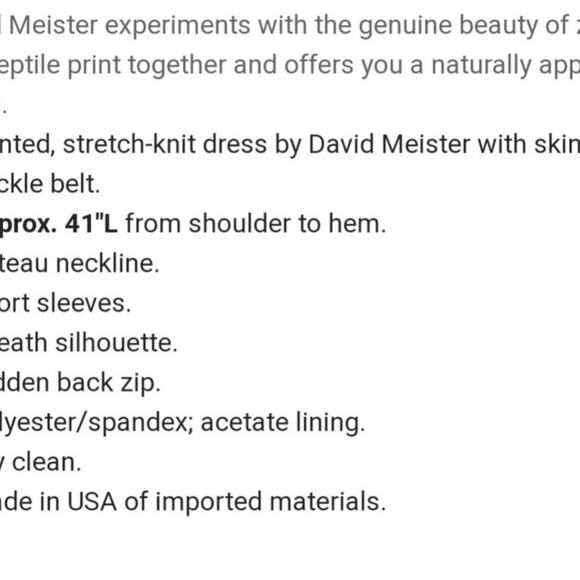 DAVID MEISTER ZEBRA PRINT SHEATH DRESS, SIZE 8 - Picture 8 of 8